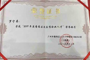 江南（中国）集团罗宁弟董事长荣获“2019年度番禺区成长型企业人才”